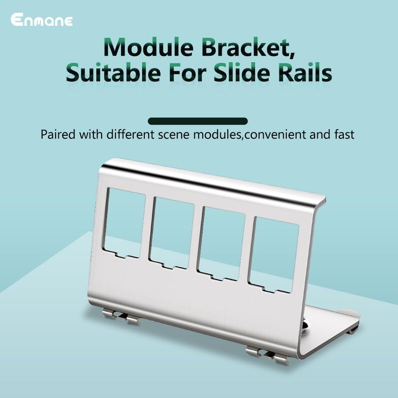Enmane 4-Port Metal DIN-Rail Mounting Module for Snap-in Keystone Jacks,Attaches to Standard 35 Millimeter (mm) DIN Rail with no Tools - Image 2